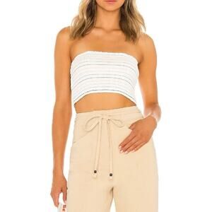 MSRP $58 BCBGeneration Revolve Knit Smocked Tube Top White Size Medium Bcbg